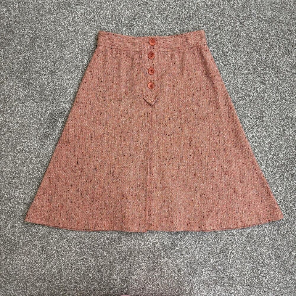 Vintage Tami Skirt Womens 8 Pink Tweed A-Line Midi High Waist Made USA Union